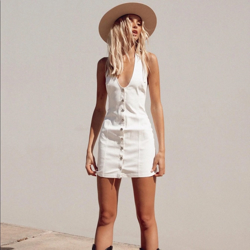 Princess Polly white halter mini dress